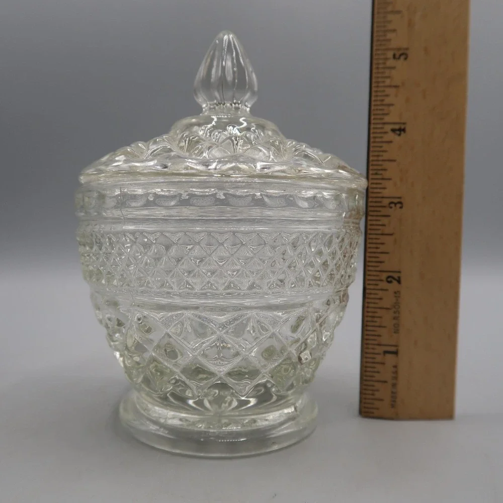 Vintage Wexford Cut Clear Glass Sugar Bowl 5